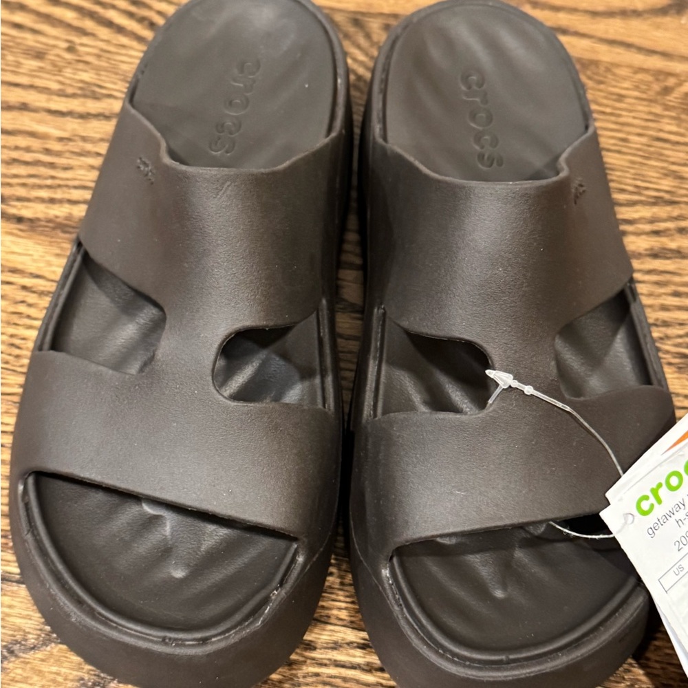 CROCS Getaway Platform H Strap Brown Slide Sandals size 4